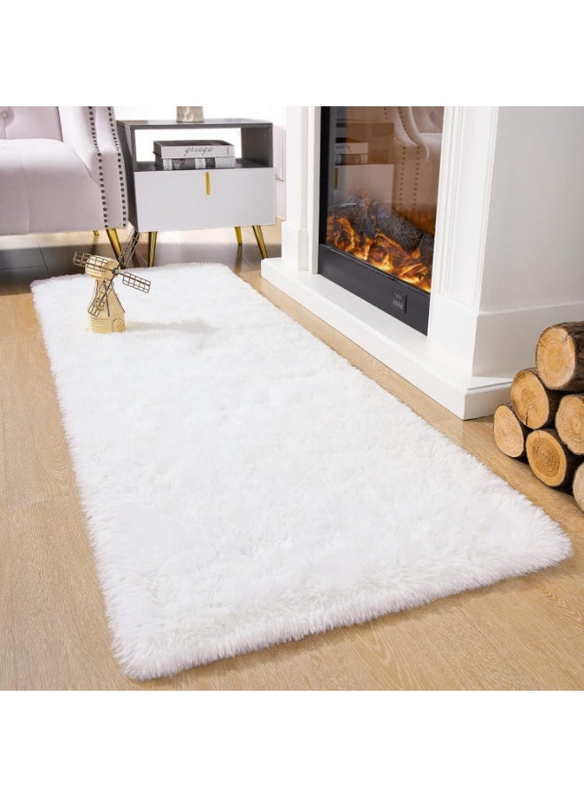 Soft Runner, Rug for Bedroom, Living Room, 60 x 180cm Plush, Fluffy, Shaggy, Lint-Free Rug for Nursery, Girls' Room, Home Decoration, Cream-Colored - Image 5